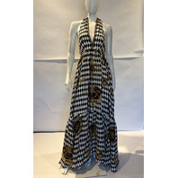 CAMILLA MONARCHY MANIA RUFFLE HEM HALTER DRESS SZ L RRP $1200 LDSG019