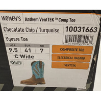 ARIAT 10031663 WOMENS ANTHEM VENTTEK COMP TOE BOOT CHOCOLATE CHIP/TURQUOISE 9.5C