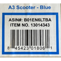 LOT OF 2 RAZOR A3 BLUE SCOOTER SILVER WITH BLUE HANDLES AND WHEELS