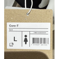 ON RUNNING WOMEN'S CORE-T SHIRT SIZE LARGE L COLOR SAND 1WE10582962 NEW