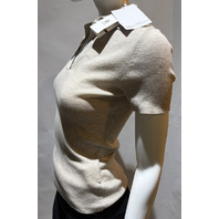 MAX MARA WOMEN'S RIB KNIT WOOL POLO SHIRT GOLD BEIGE MXM ALBERO SIZE M SAMPLE