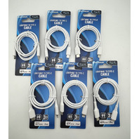 LOT OF 6 SOLARAY LIGHTING TO TYPE-C CABLE 3FT WHITE FOR IPHONE IPAD