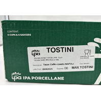 LOT OF 6 IPA PORCELLANE MAX TOSTINI TAZZE CAFFE ESPRESSO CUP WITH SAUCER