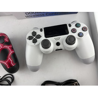2* DOUBLESHOCK 4 WIRELESS CONTROLLER FOR PS4 ONE WHITE ONE RED LIGHTING PATTERN