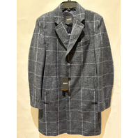 BOSS MENS H-HYDE-J-254 SLIM FIT COAT W PLAIN CHECK BLUE PATTERNED SIZE 36R NWT
