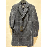 BOSS MENS H-HYDE-J-254 SLIM FIT COAT W PLAIN CHECK BLUE PATTERNED SIZE 36R NWT