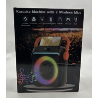 KIVDIT KARAOKE MACHINE WITH 2 WIRELESS MICS PORTABLE BLUETOOTH SPEAKER 
