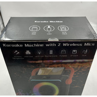 KIVDIT KARAOKE MACHINE WITH 2 WIRELESS MICS PORTABLE BLUETOOTH SPEAKER 