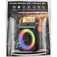 KIVDIT KARAOKE MACHINE WITH 2 WIRELESS MICS PORTABLE BLUETOOTH SPEAKER 