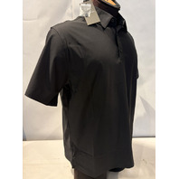 FABLETICS MEN'S THE DON GOLF POLO SHORT SLEEVE IN BLACK LPN 0475689331 SZ LARGE