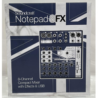 SOUNDCRAFT NOTEPAD-8FX 8 CHANNEL COMPACT ANALOG MIXER W EFFECTS & USB