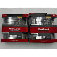 LOT OF 2 KWIKSET HALIFAX SATIN NICKEL DOOR HANDLE SECURITY SET 99910-067