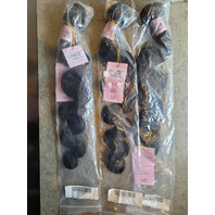 LOT OF 3 - BUNDLES UNICE 22" BLACK BODY WAVE EXTENSIONS 100% HUMAN HAIR