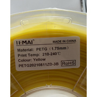 IEMAI PETG20210811ZD PETG FILAMENT 1.75MM YELLOW 210-240DEGREE