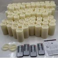 LOT OF 72 FLAMELESS LED CANDLES BATTERY OPERATED 3 DIFFERENT SZS W/ REMOTE TIMER
