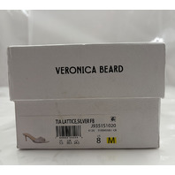 VERONICA BEARD TIA RAFFIA LATTICE LEATHER 2.5" HEEL SANDAL J9351S1020 8 SILVER