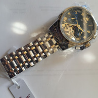 OLEVS 6607G MENS SILVER GOLD & BLUE STAINLESS STEEL AUTOMATIC MECHANICAL WATCH