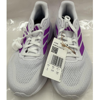 ADIDAS RUNFALCON 5 W JR3089 WOMENS SIZE 6 WHITE AND PURPLE RUNNING SHOES