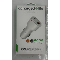 LOT OF THREE A CHARGED LIFE CL205 DUAL USB-A/ USB-C PORT 20W PD CAR CHARGER