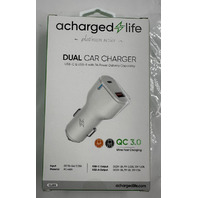 LOT OF THREE A CHARGED LIFE CL205 DUAL USB-A/ USB-C PORT 20W PD CAR CHARGER