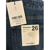REFORMATION WOMEN'S CHARLEE LOW RISE STRAIGHT LEG JEANS MAGGIORE-24 SZ US 26 NWT
