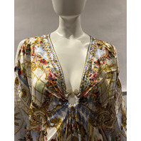 CAMILLA THRONE GAMES SHORT KAFTAN W/HARDWARE AND WAIST TIE ONE SIZE $775 SKAB025