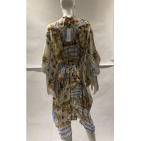 CAMILLA THRONE GAMES SHORT KAFTAN W/HARDWARE AND WAIST TIE ONE SIZE $775 SKAB025