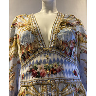 CAMILLA THRONE GAMES KIMONO SLEEVE DRESS SHIRRING DETAIL SZ LARGE L $875 LDSA065