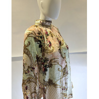 CAMILLA THE QUEENS QUARTERS RAGLAN BUTTON UP SHIRT TOP LARGE L RRP $650 BLOA107