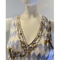 CAMILLA THRONE GAMES V NECK TOP WITH KNOT BACK SZ XLARGE XL RRP $525.00 TOPA113