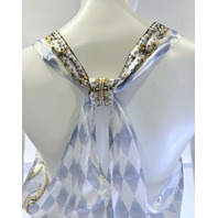 CAMILLA THRONE GAMES V NECK TOP WITH KNOT BACK SZ XLARGE XL RRP $525.00 TOPA113