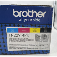 BROTHER GENUINE TN229 4PACK TONER CARTRIDGES CYAN MAGENTA BLACK YELLOW