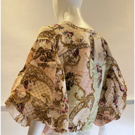 CAMILLA THE QUEENS QUATERS TIE FRONT PUFF SLEEVE TOP SZ: XL/XXL $650 TOPE044