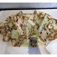 CAMILLA THE QUEENS QUATERS TIE FRONT PUFF SLEEVE TOP SZ: XL/XXL $650 TOPE044