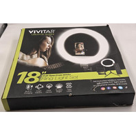VIVITAR 18" LED RING LIGHT SET WHITE 36" TRIPOD STAND CARRYING CASE AND MOUNT