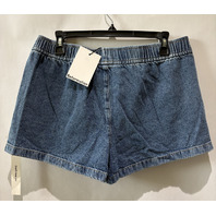REFORMATION WOMEN'S THEO LOW RISE 2.5" PULL ON DENIM SHORT CHRISSIE WASH MEDIUM