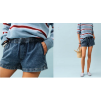 REFORMATION WOMEN'S THEO LOW RISE 2.5" PULL ON DENIM SHORT CHRISSIE WASH MEDIUM