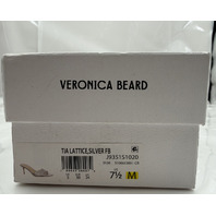 VERONICA BEARD TIA RAFFIA LATTICE LEATHER 2.5" HEEL SANDAL J9351S1020 7.5 SILVER