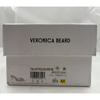 VERONICA BEARD TIA RAFFIA LATTICE LEATHER 2.5" HEEL SANDAL J9351S1020 8.5 SILVER