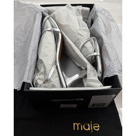 MAJE WOMEN'S METALLIC STRAPPY SANDALS HEEL SILVER ARGENT MFACH00789 SZ 41 US 10