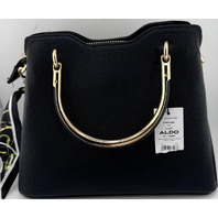 ALDO ARRAYANN 14143531 WOMENS BLACK PEBBLE LEATHER SATCHEL BAG