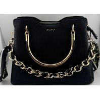 ALDO ARRAYANN 14143531 WOMENS BLACK PEBBLE LEATHER SATCHEL BAG
