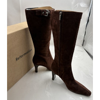 REFORMATION WOMEN'S TATYANA SUEDE KNEE BOOT COLOR ESPRESSO 1318910ESP SIZE 7.5