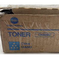 KONICA MINOLTA GENUINE TONER TN328C AAV8430 CYAN PRINTER TONER CARTRIDGE