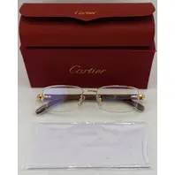 CARTIER CT313616 140MM RIMLESS GOLD METAL AND WOOD EYEGLASS FRAMES