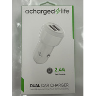 LOT OF 6 CHARGED LIFE DUAL CAR CHARGER CL208 DUAL USB-A PORT