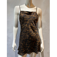 ARITZIA TEN CONFESSION MICRO SLIP SATIN DRESS CELLO BROWN BLACK 131837 SIZE 4