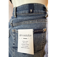 7 FOR ALL MANKIND WOMEN'S SLIM EVOLUTION MEDIUM WASH JEAN SKIRT SIZE 24 7R906A50