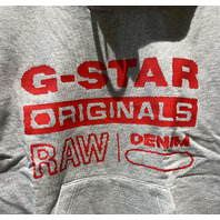 G-STAR DISTRESSED ORIGINALS HOODED SWEATER COLOR MEDIUM GREY ACID RED M MEDIUM