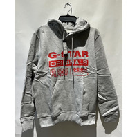 G-STAR DISTRESSED ORIGINALS HOODED SWEATER COLOR MEDIUM GREY ACID RED M MEDIUM